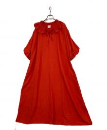 ROSE BUD（ローズバッド）の古着「フリルカラー パフスリーブワンピース」｜レッド