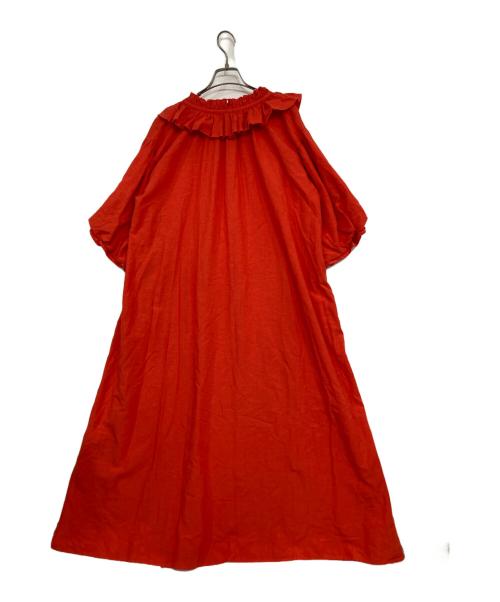 ROSE BUD（ローズバッド）ROSE BUD (ローズバッド) フリルカラー パフスリーブワンピース レッド サイズ:FREEの古着・服飾アイテム