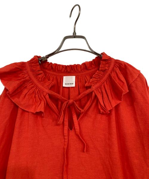 ROSE BUD（ローズバッド）ROSE BUD (ローズバッド) フリルカラー パフスリーブワンピース レッド サイズ:FREEの古着・服飾アイテム