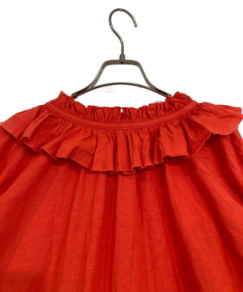 ROSE BUD（ローズバッド）ROSE BUD (ローズバッド) フリルカラー パフスリーブワンピース レッド サイズ:FREEの古着・服飾アイテム