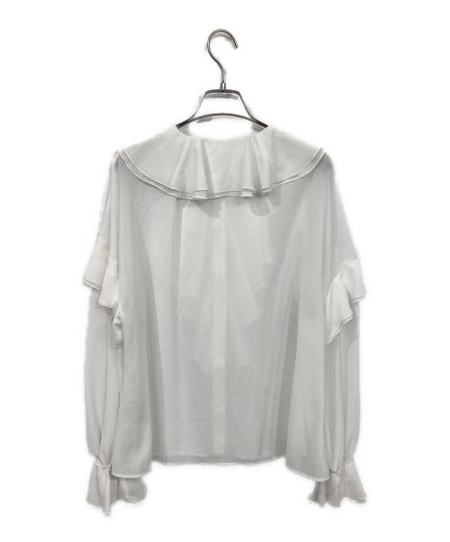 Mila Owen（ミラオーウェン）Mila Owen (ミラオーウェン) ラッフルブラウス ホワイトの古着・服飾アイテム