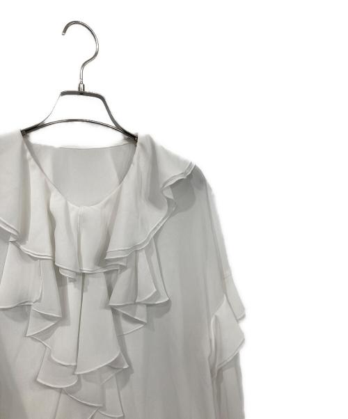Mila Owen（ミラオーウェン）Mila Owen (ミラオーウェン) ラッフルブラウス ホワイトの古着・服飾アイテム
