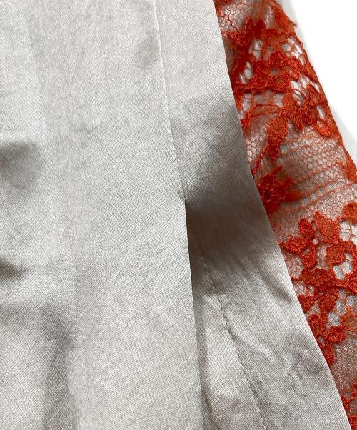 TARO HORIUCHI（タロウホリウチ）TARO HORIUCHI (タロウホリウチ) レース切替サテンワンピース ベージュ×オレンジ サイズ:1の古着・服飾アイテム