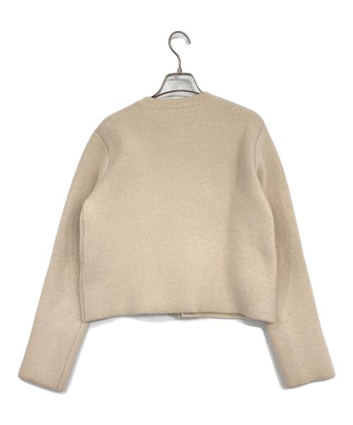 anuans（アニュアンス）anuans (アニュアンス) ラクーンブレンドノーカラーニットジャケット ベージュ サイズ:Fの古着・服飾アイテム