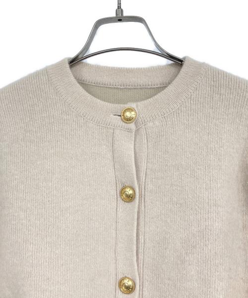 anuans（アニュアンス）anuans (アニュアンス) ラクーンブレンドノーカラーニットジャケット ベージュ サイズ:Fの古着・服飾アイテム