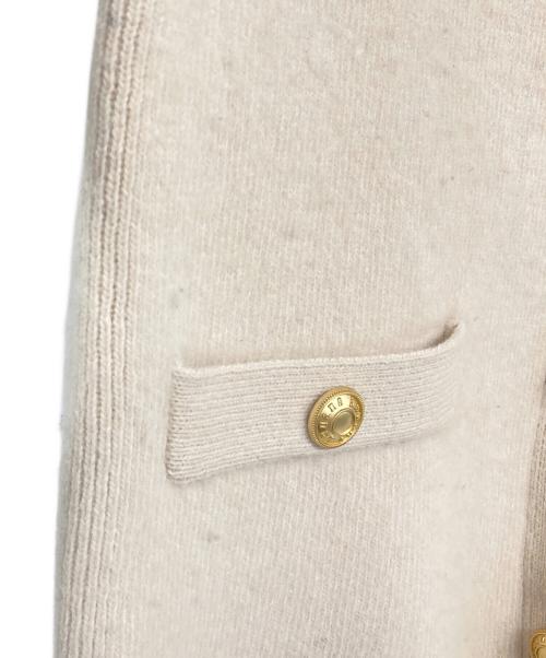 anuans（アニュアンス）anuans (アニュアンス) ラクーンブレンドノーカラーニットジャケット ベージュ サイズ:Fの古着・服飾アイテム