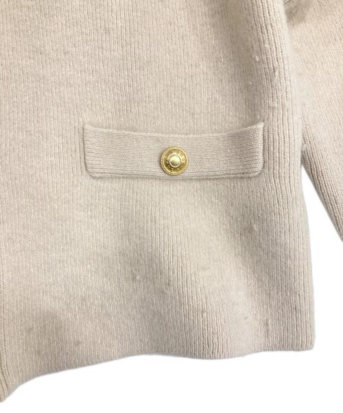 anuans（アニュアンス）anuans (アニュアンス) ラクーンブレンドノーカラーニットジャケット ベージュ サイズ:Fの古着・服飾アイテム