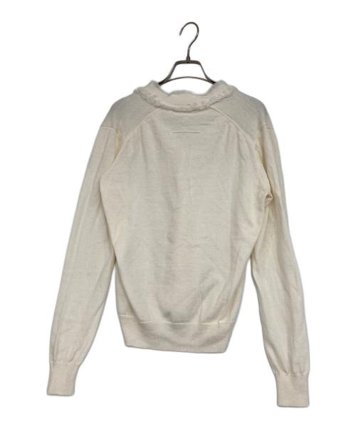 SLOANE（スローン）SLOANE (スローン) 14G天竺 ウールxコットン フリンジVネックカーディガン アイボリー サイズ:2の古着・服飾アイテム