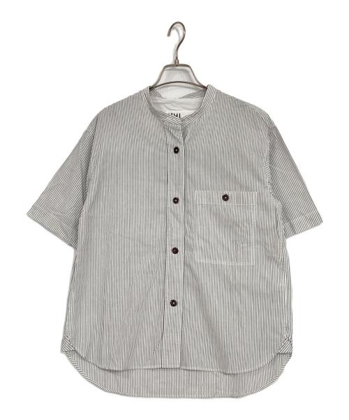 MHL（エムエイチエル）MHL (エムエイチエル) リネン混ストライプシャツ ホワイト×グレー サイズ:1の古着・服飾アイテム