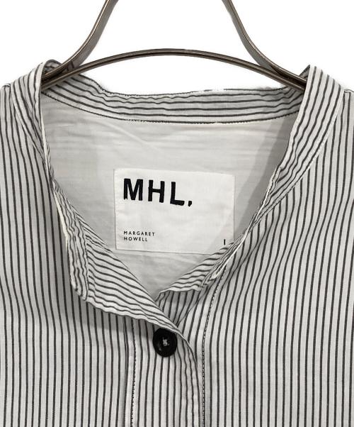 MHL（エムエイチエル）MHL (エムエイチエル) リネン混ストライプシャツ ホワイト×グレー サイズ:1の古着・服飾アイテム