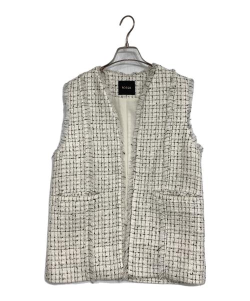 ROSSO（ロッソ）ROSSO (ロッソ) ノーカラーツイードジレ ホワイト サイズ:Fの古着・服飾アイテム