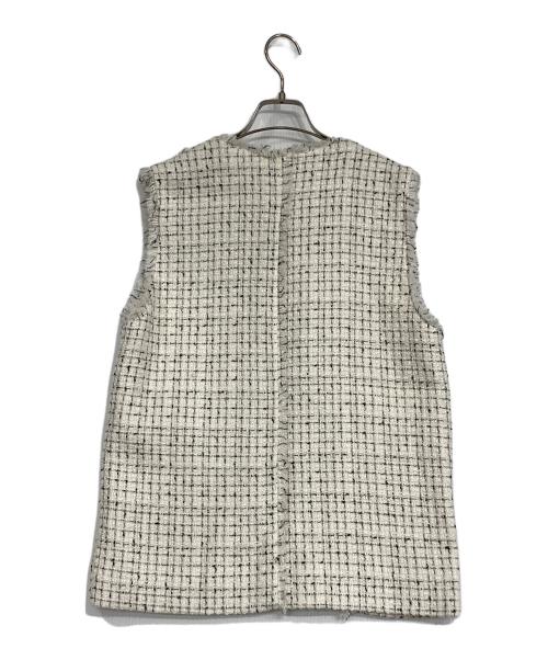 ROSSO（ロッソ）ROSSO (ロッソ) ノーカラーツイードジレ ホワイト サイズ:Fの古着・服飾アイテム