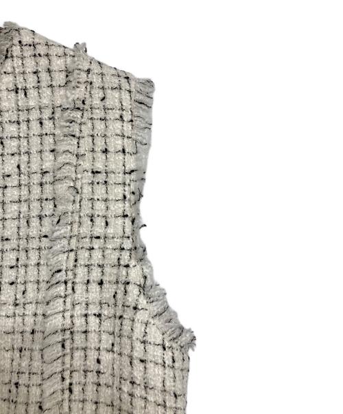 ROSSO（ロッソ）ROSSO (ロッソ) ノーカラーツイードジレ ホワイト サイズ:Fの古着・服飾アイテム