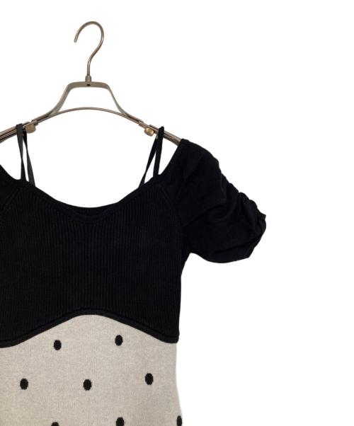 Resexxy（リゼクシー）Resexxy (リゼクシー) オフショルドットマーメイドニットワンピース ブラック×ベージュ サイズ:SIZE Fの古着・服飾アイテム