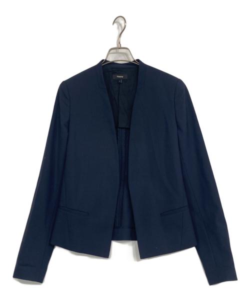 theory（セオリー）theory (セオリー) ノーカラージャケット ネイビーの古着・服飾アイテム