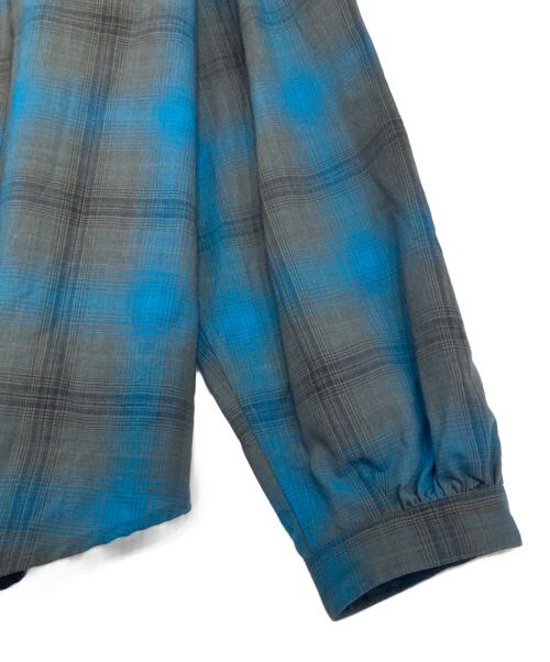 BROWN by 2-tacs（ブラウンバイツータックス）BROWN by 2-tacs (ブラウンバイツータックス) ノーカラーチェックシャツ グリーン×ブルー サイズ:Mの古着・服飾アイテム