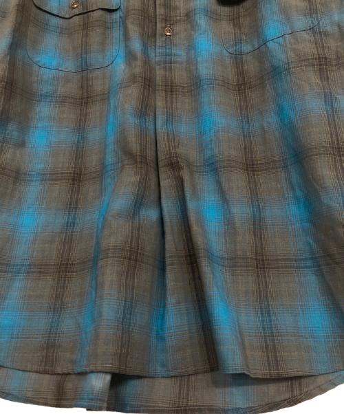 BROWN by 2-tacs（ブラウンバイツータックス）BROWN by 2-tacs (ブラウンバイツータックス) ノーカラーチェックシャツ グリーン×ブルー サイズ:Mの古着・服飾アイテム