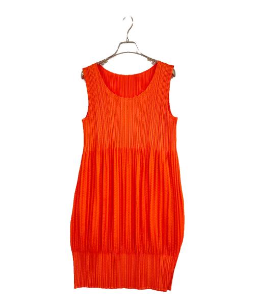 PLEATS PLEASE（プリーツプリーズ）PLEATS PLEASE (プリーツプリーズ) ノースリーブプリーツワンピース オレンジ サイズ:4の古着・服飾アイテム