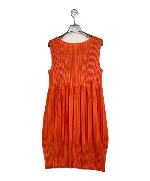 PLEATS PLEASE（プリーツプリーズ）PLEATS PLEASE (プリーツプリーズ) ノースリーブプリーツワンピース オレンジ サイズ:4の古着・服飾アイテム
