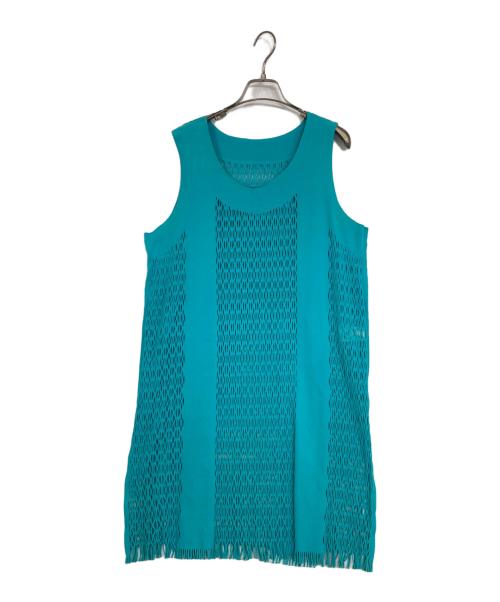 ISSEY MIYAKE（イッセイミヤケ）ISSEY MIYAKE (イッセイミヤケ) メッシュニットノースリーブワンピース ブルー サイズ:2の古着・服飾アイテム