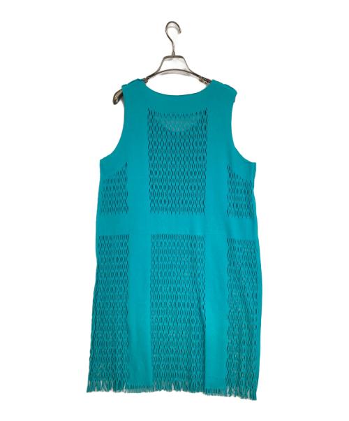 ISSEY MIYAKE（イッセイミヤケ）ISSEY MIYAKE (イッセイミヤケ) メッシュニットノースリーブワンピース ブルー サイズ:2の古着・服飾アイテム