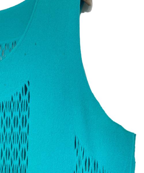 ISSEY MIYAKE（イッセイミヤケ）ISSEY MIYAKE (イッセイミヤケ) メッシュニットノースリーブワンピース ブルー サイズ:2の古着・服飾アイテム
