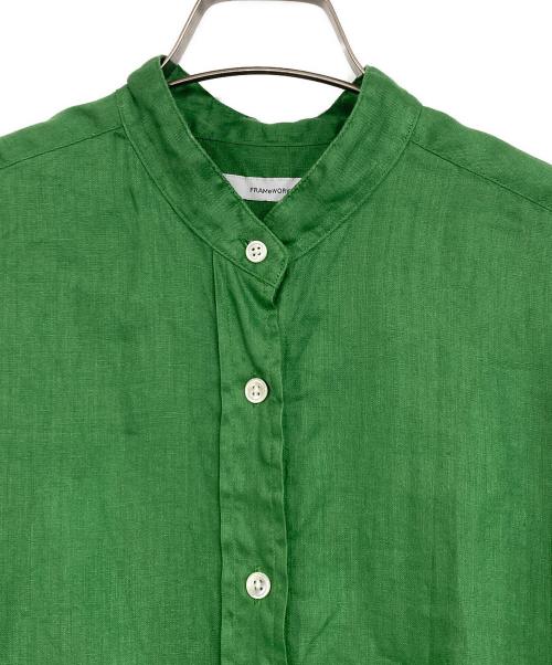 FRAMeWORK（フレームワーク）FRAMeWORK (フレームワーク) フレンチリネンシャツワンピース グリーン サイズ:記載なしの古着・服飾アイテム