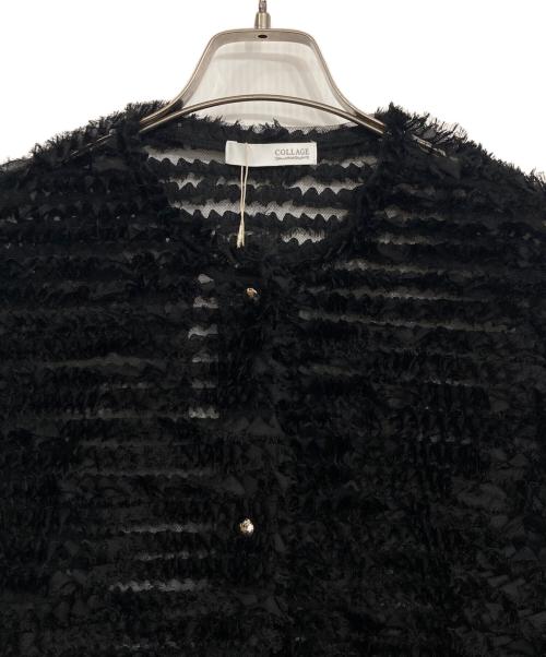 COLLAGE GALLARDAGALANTE（コラージュ ガリャルダガランテ）COLLAGE GALLARDAGALANTE (コラージュ ガリャルダガランテ) 半袖シアーカーディガン ブラック サイズ:Fの古着・服飾アイテム