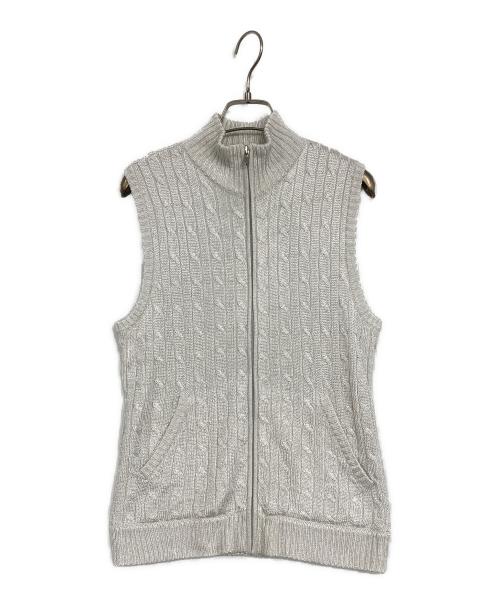 Ralph Lauren GOLF（ラルフローレン ゴルフ）Ralph Lauren GOLF (ラルフローレン ゴルフ) ジップアップケーブルニットベスト グレー サイズ:SIZE Mの古着・服飾アイテム