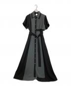 HAREハレ）の古着「プリーツキリカエワンピース」｜ブラック×グレー