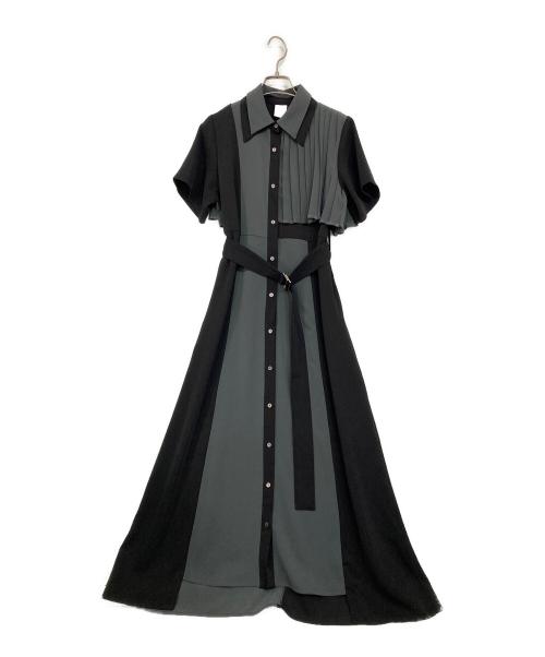 HARE（ハレ）HARE (ハレ) プリーツキリカエワンピース ブラック×グレー サイズ:Fの古着・服飾アイテム