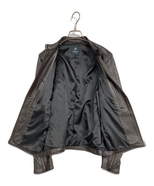 NANO BASE（ナノベース）NANO BASE (ナノベース) シングルライダースジャケット ブラウン サイズ:Mの古着・服飾アイテム