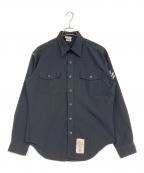 USNAVYユーエスネイビー）の古着「Blue Long Sleeve Poly WOOLミリタリーシャツ」｜ブラック