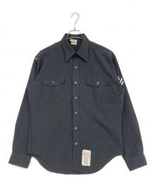 USNAVY（ユーエスネイビー）の古着「Blue Long Sleeve Poly WOOLミリタリーシャツ」｜ブラック