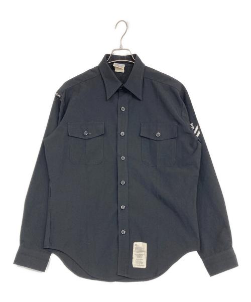 USNAVY（ユーエスネイビー）USNAVY (ユーエスネイビー) Blue Long Sleeve Poly WOOLミリタリーシャツ ブラック サイズ:16-35 SLの古着・服飾アイテム