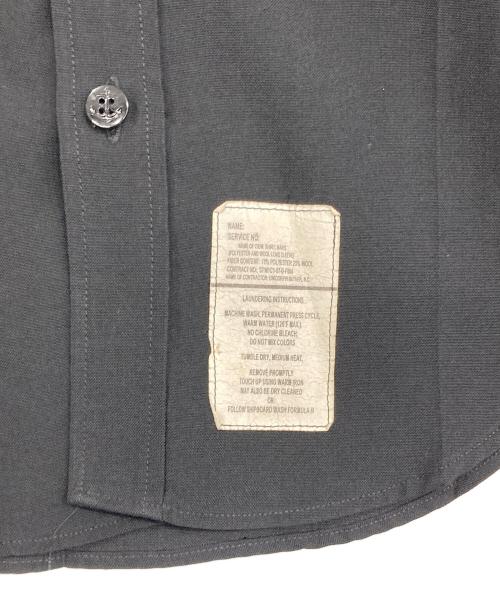 USNAVY（ユーエスネイビー）USNAVY (ユーエスネイビー) Blue Long Sleeve Poly WOOLミリタリーシャツ ブラック サイズ:16-35 SLの古着・服飾アイテム
