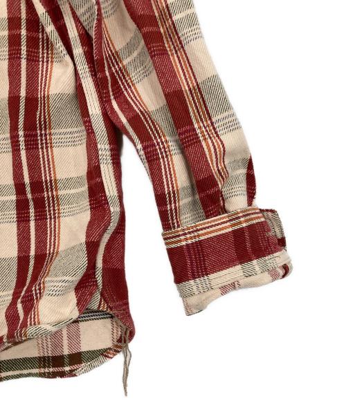 HOUSTON（ヒューストン）HOUSTON (ヒューストン) チェックシャツ レッド×ベージュ サイズ:Mの古着・服飾アイテム