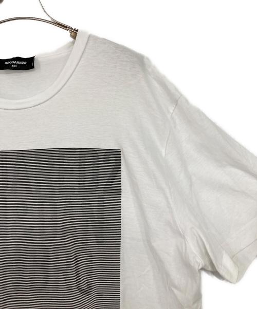 DSQUARED2（ディースクエアード）DSQUARED2 (ディースクエアード) D2 MIRROR ロゴプリント T-SHIRT ホワイト サイズ:XXLの古着・服飾アイテム