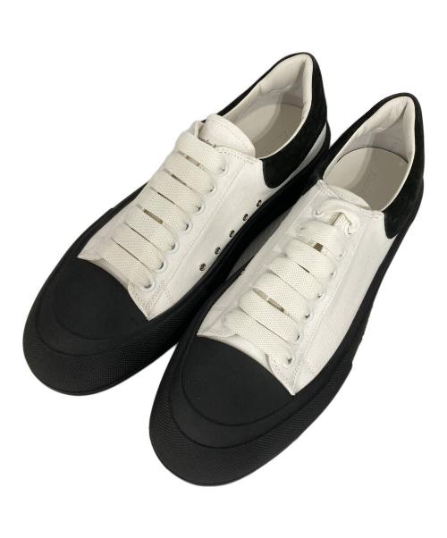 ALEXANDER McQUEEN（アレキサンダーマックイーン）ALEXANDER McQUEEN (アレキサンダーマックイーン) ラバー×キャンバススニーカー ホワイト×ブラック サイズ:46の古着・服飾アイテム