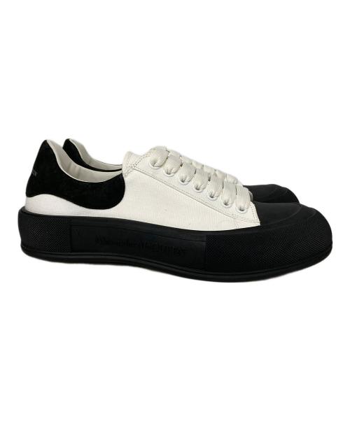 ALEXANDER McQUEEN（アレキサンダーマックイーン）ALEXANDER McQUEEN (アレキサンダーマックイーン) ラバー×キャンバススニーカー ホワイト×ブラック サイズ:46の古着・服飾アイテム