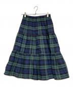 O'NEIL OF DUBLINオニールオブダブリン）の古着「リネンチェックスカート」｜ブルー×グリーン