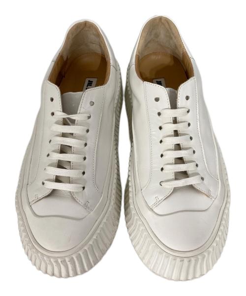 JIL SANDER（ジルサンダー）JIL SANDER (ジルサンダー) 厚底レザースニーカー ホワイト サイズ:35の古着・服飾アイテム