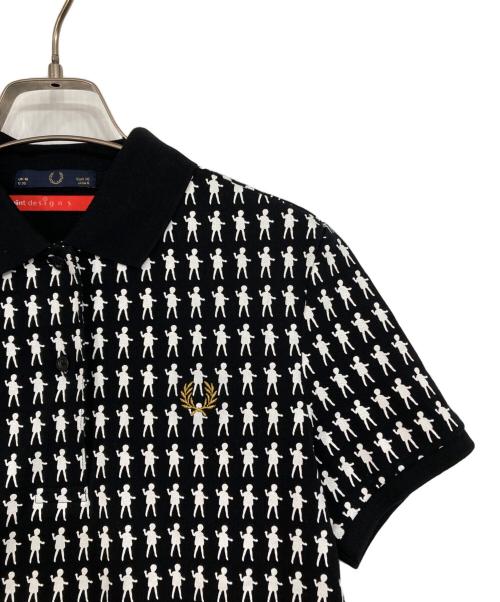 FRED PERRY（フレッドペリー）FRED PERRY (フレッドペリー) mint designs (ミント デザインズ) ポロシャツ ブラック×ホワイト サイズ:UK10の古着・服飾アイテム