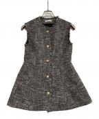 NATURAL BEAUTY BASICナチュラルビューティーベーシック）の古着「スプリングツイード ペプラムジレ」｜グレー