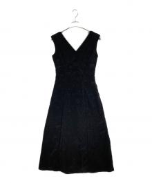 HER LIP TO（ハーリップトゥ）の古着「Lace Trimmed Jacquard Dress」｜ブラック