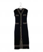 HER LIP TOハーリップトゥ）の古着「Two-Tone Belted Long Cardigan」｜ブラック