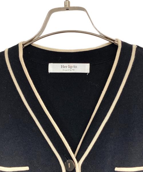 HER LIP TO（ハーリップトゥ）HER LIP TO (ハーリップトゥ) Two-Tone Belted Long Cardigan ブラック サイズ:SIZE Sの古着・服飾アイテム