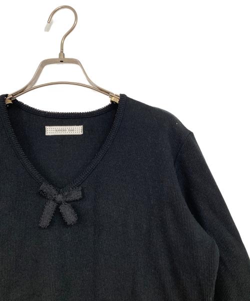 KANEKO ISAO（カネコ イサオ）KANEKO ISAO (カネコ イサオ) ピコ 刺繍 レース リブ カットソー ブラック サイズ:表記無しの古着・服飾アイテム