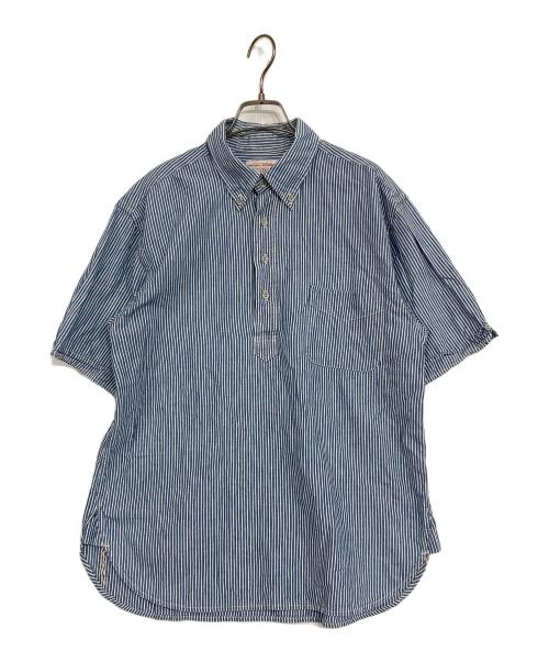 BONCOURA（ボンクラ）BONCOURA (ボンクラ) ハーフボタンストライプシャツ インディゴ サイズ:38の古着・服飾アイテム