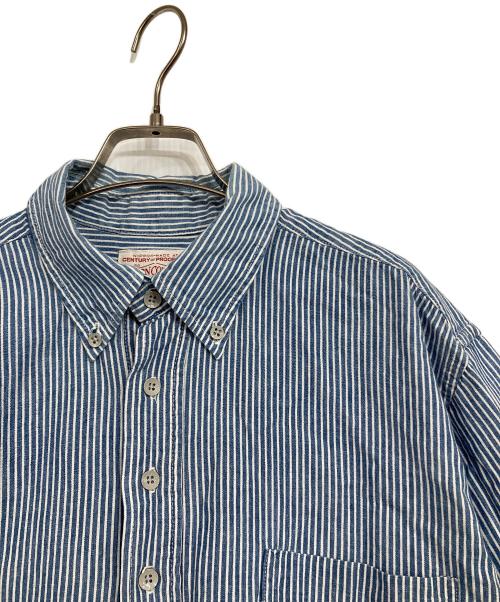 BONCOURA（ボンクラ）BONCOURA (ボンクラ) ハーフボタンストライプシャツ インディゴ サイズ:38の古着・服飾アイテム